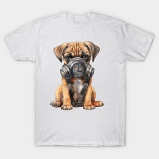 Boxer Dog Wearing Gas Mask T-Shirt